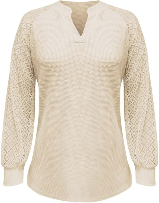 Bluza lejera pentru femei, pulover respirabil, Crem L [2]