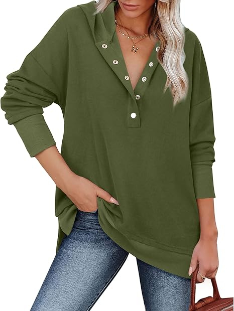 Bluza lejera pentru femei, pulover respirabil, decolteu V Verde 2XL [2]