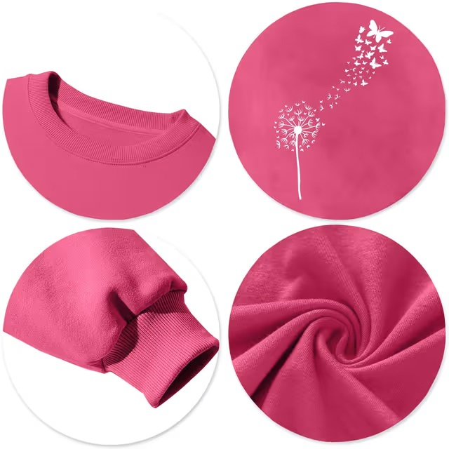 Bluza lejera pentru femei, pulover respirabil, decolteu rotund, Roz S [5]