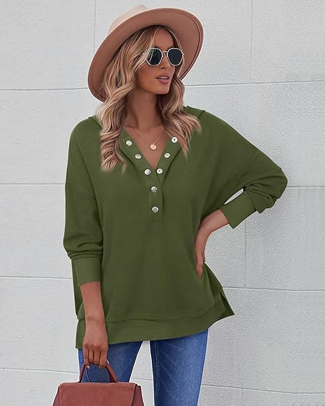 Bluza lejera pentru femei, pulover respirabil, decolteu V Verde 2XL [4]