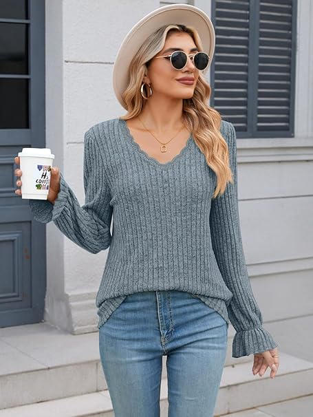 Bluza lejera pentru femei, pulover respirabil, albastru L [6]