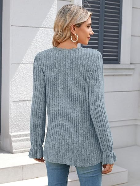 Bluza lejera pentru femei, pulover respirabil, albastru L [3]