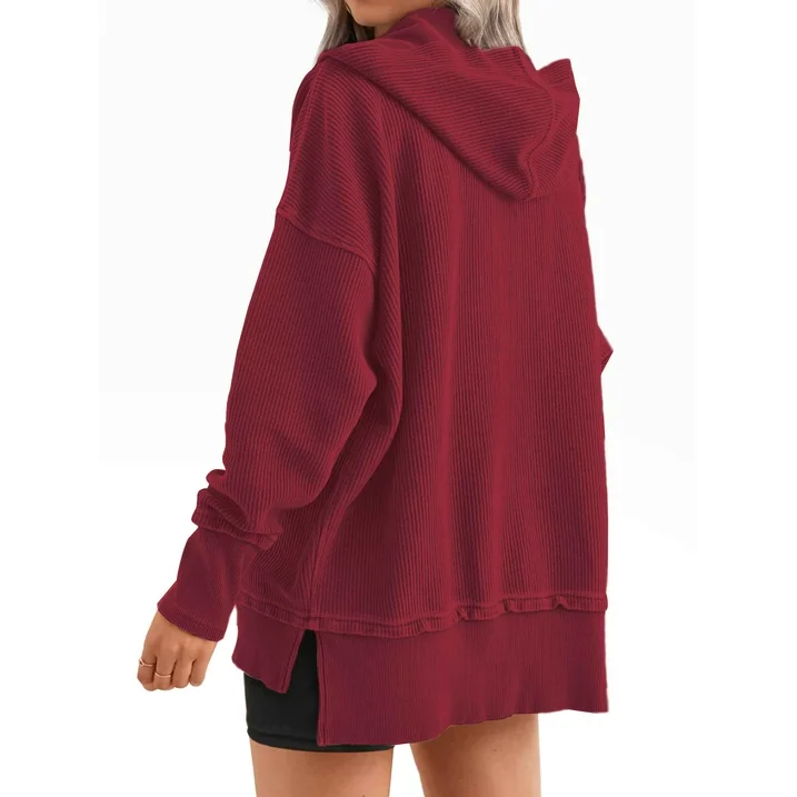 Bluza lejera pentru femei, pulover respirabil, visinie L [7]