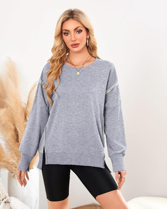 Bluza lejera pentru femei, pulover respirabil, gri S [4]