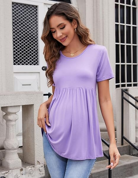 Bluza lejera cu maneca scurta pentru femei insarcinate, mov L [3]