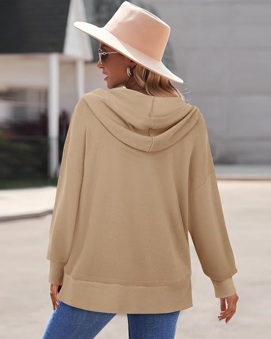 Bluza lejera pentru femei, pulover respirabil, decolteu V maro XL [5]