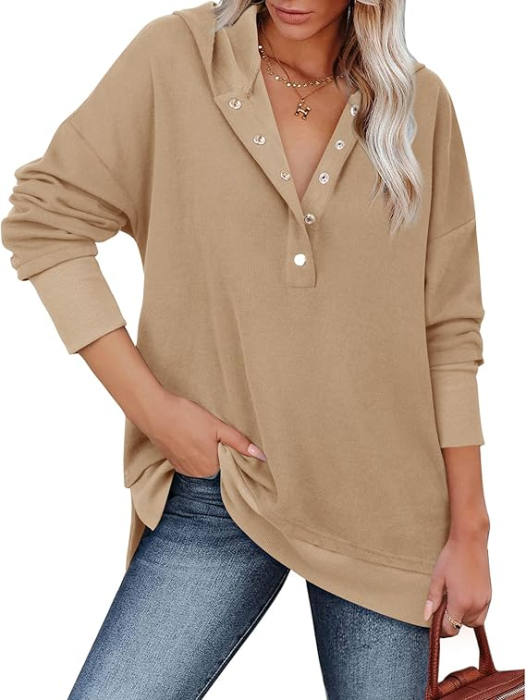 Bluza lejera pentru femei, pulover respirabil, decolteu V maro 2XL [2]