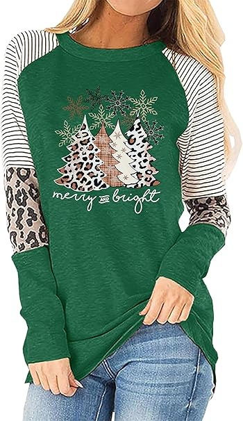 Bluza lejera pentru femei, verde cu model sarbatori 2XL [1]