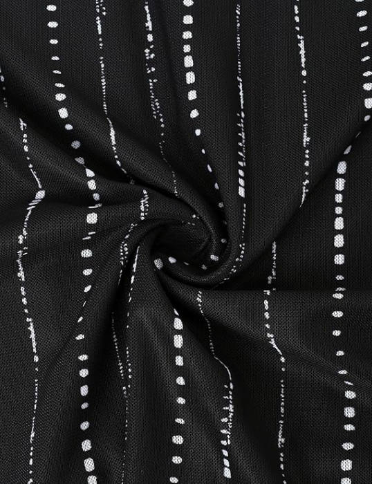 Bluza lejera pentru femei, subtire, respirabila, maneci scurte, neagra cu dungi M [4]