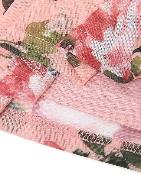 Bluza lejera pentru femei, subtire, respirabila, maneci scurte, Roz cu flori 3XL [4]