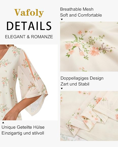Bluză damă cu mâneci tip fluture, decolteu în V și imprimeu floral L [7]