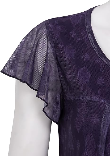 Bluza lejera pentru femei, subtire, respirabila, maneci scurte, violet M [3]