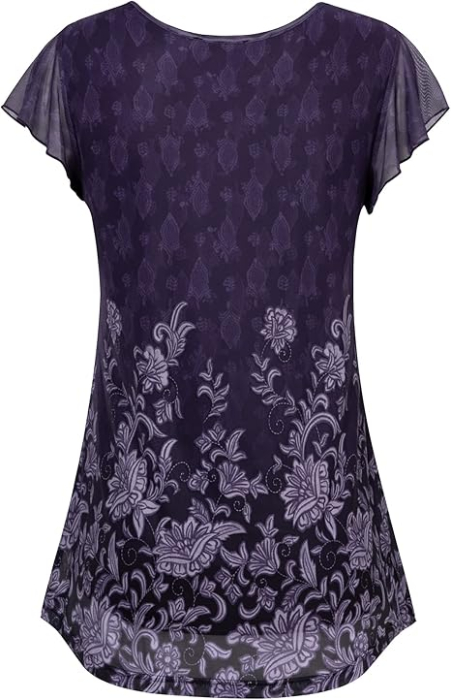 Bluza lejera pentru femei, subtire, respirabila, maneci scurte, violet M [2]