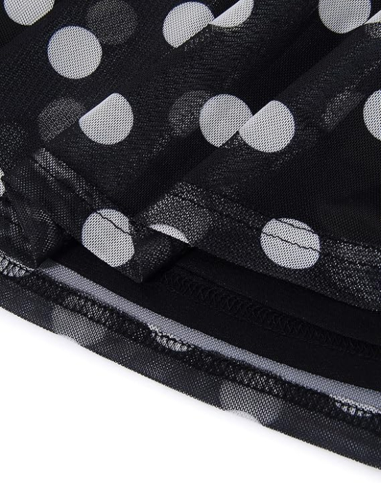 Bluza lejera pentru femei, subtire, respirabila, maneci scurte, neagra cu buline L [4]