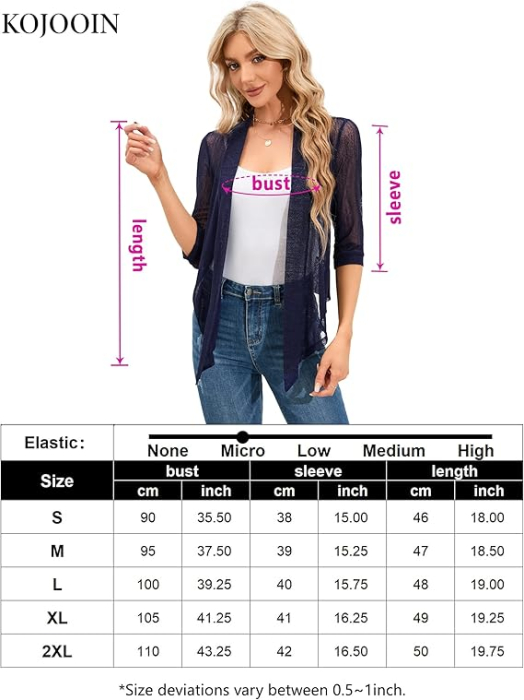 Bluza lejera pentru femei, top cu maneci 3/4, alba M [6]