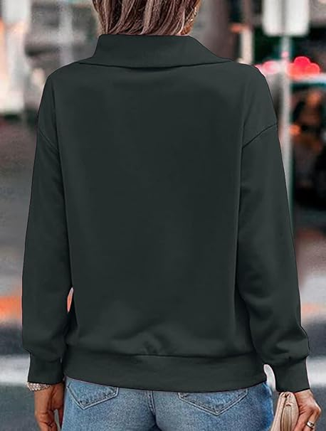 Bluza lejera pentru femei, top cu maneci lungi, verde inchis S [4]