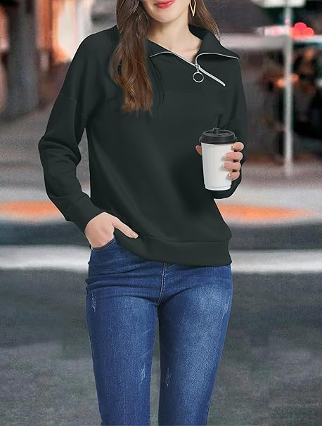 Bluza lejera pentru femei, top cu maneci lungi, verde inchis S [5]