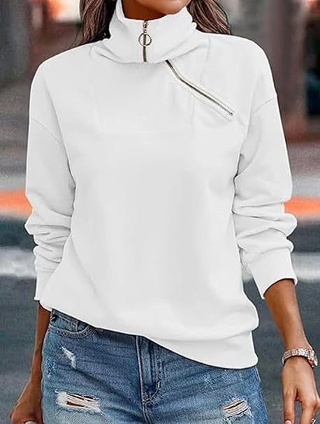 Bluza lejera pentru femei, top cu maneci lungi, alba S [2]