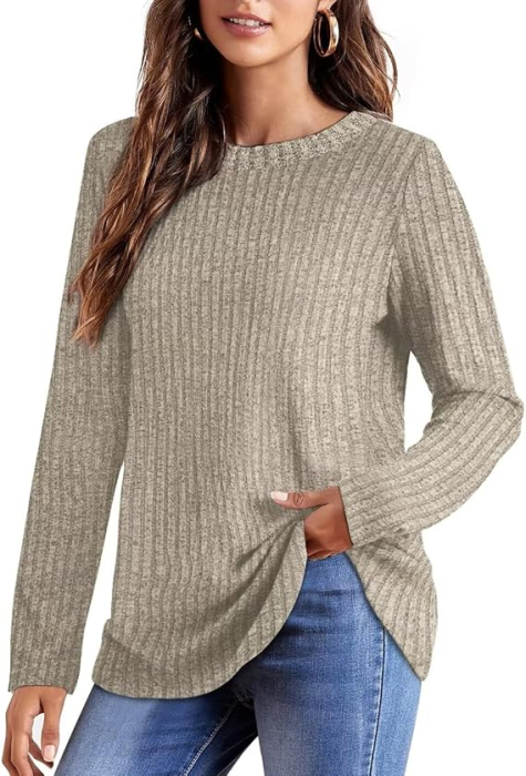 Bluza lejera pentru femei, pulover respirabil, crem caisa M [3]