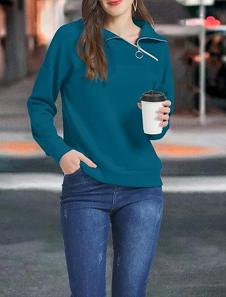 Bluza lejera pentru femei, top cu maneci lungi, albastru inchis L [6]