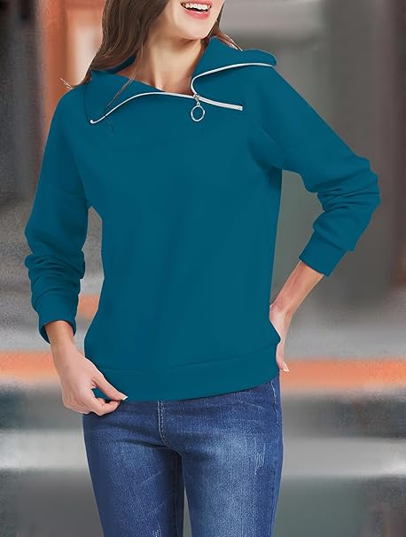 Bluza lejera pentru femei, top cu maneci lungi, albastru inchis XL [7]