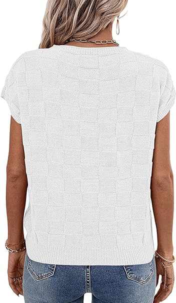 Bluza lejera pentru femei, top cu maneci scurte, Alb L [5]