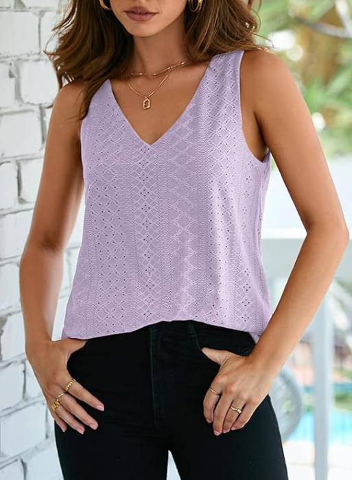 Bluza lejera pentru femei, top fara maneci, Mov XL [2]