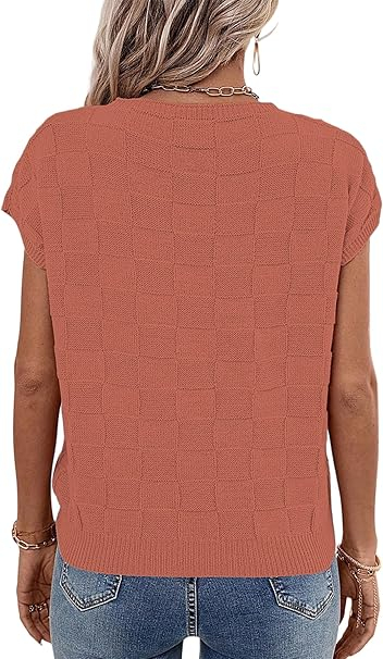 Bluza lejera pentru femei, top cu maneci scurte, Maro M [5]