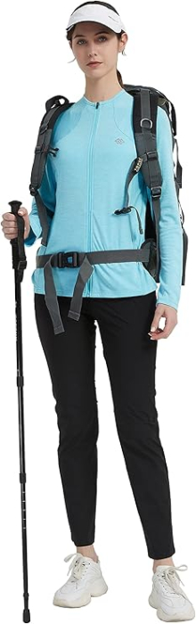 Bluza sport pentru femei, cu fermoar si buzunare, albastru deschis 2XL [5]