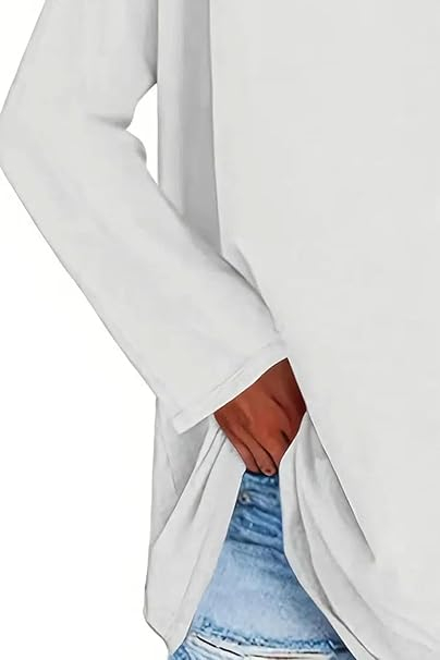 Bluza lejera supradimensionata pentru femei, top cu maneci lungi, alb S [3]