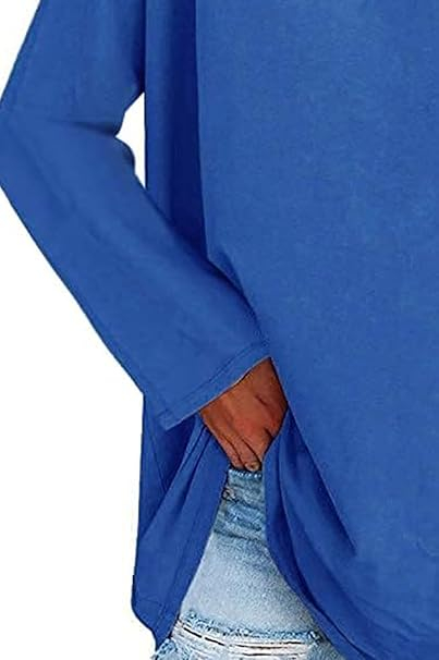 Bluza lejera supradimensionata pentru femei, top cu maneci lungi, albastra M [3]