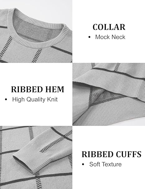 Bluza gri casual respirabila pentru barbati, pulover tricotat, M [5]