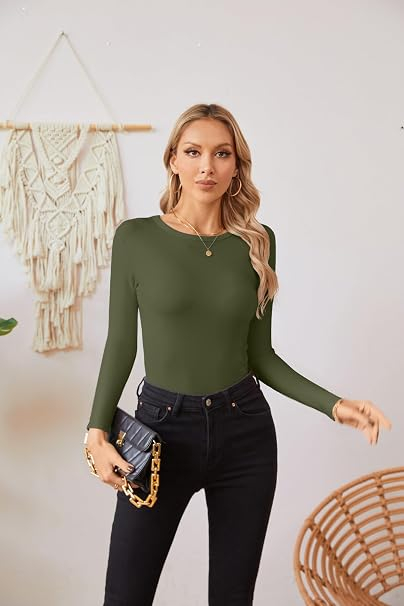 Bluză verde Damă Tricotată, Mâneci Lungi, Decolteu Rotund, Slim Fit, S [4]