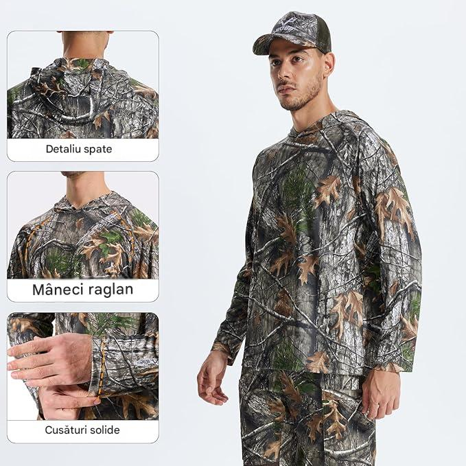 Bluza camuflaj lejera pentru barbati, cu maneci lungi si gluga, elastica, uscare rapida, L [3]