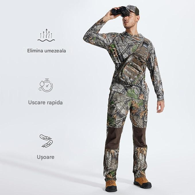 Bluza camuflaj lejera pentru barbati, cu maneci lungi si gluga, elastica, uscare rapida, M [5]
