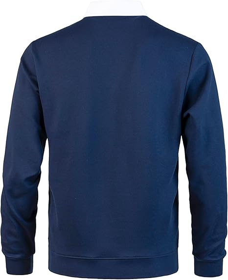 Bluza albastra lejera pentru barbati, cu maneci lungi, pulover cu decolteu camasa L [3]