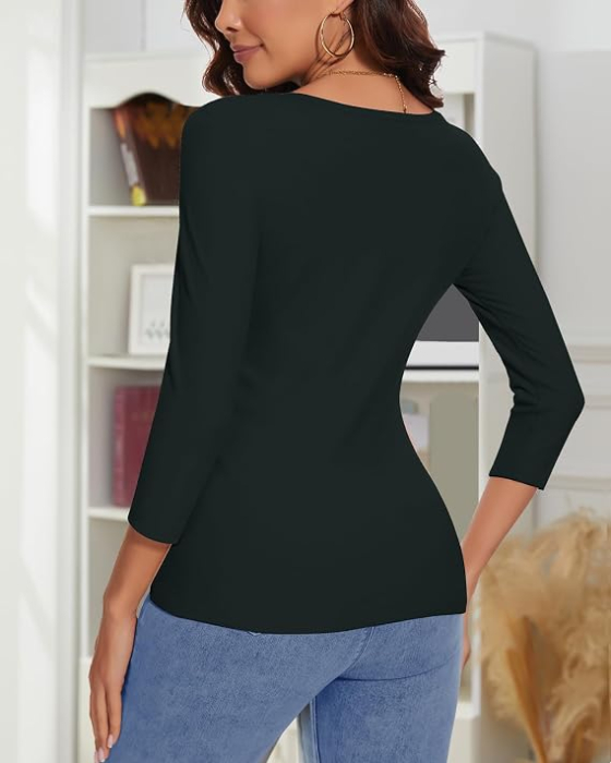 Bluza verde termica, pe corp, cu maneci lungi, decolteu inima, M [7]