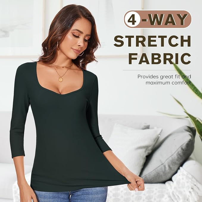 Bluza verde termica, pe corp, cu maneci lungi, decolteu inima, M [3]