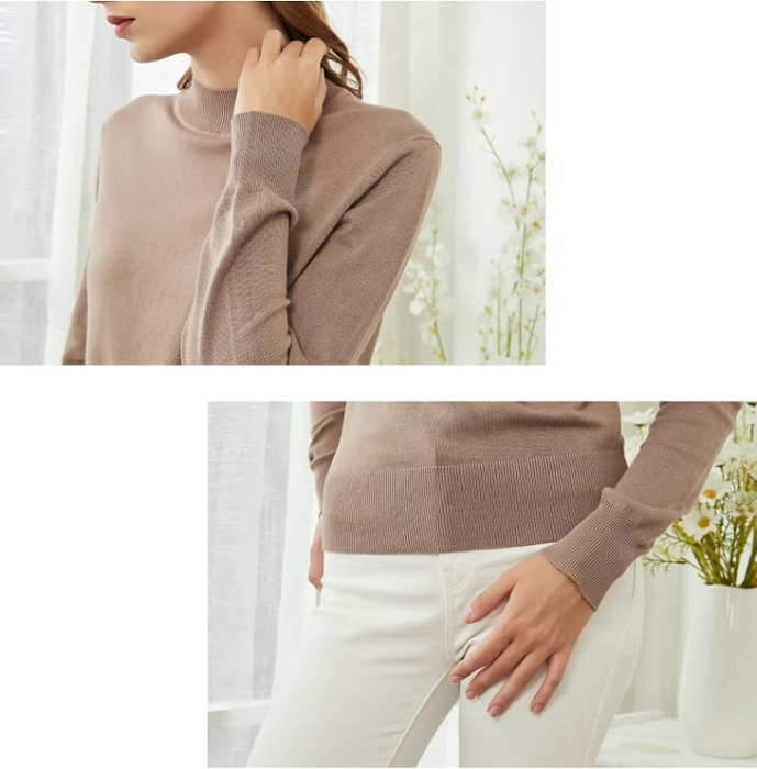Bluza kaki, lejera pentru femei, cu maneci lungi, guler rotund, L [4]