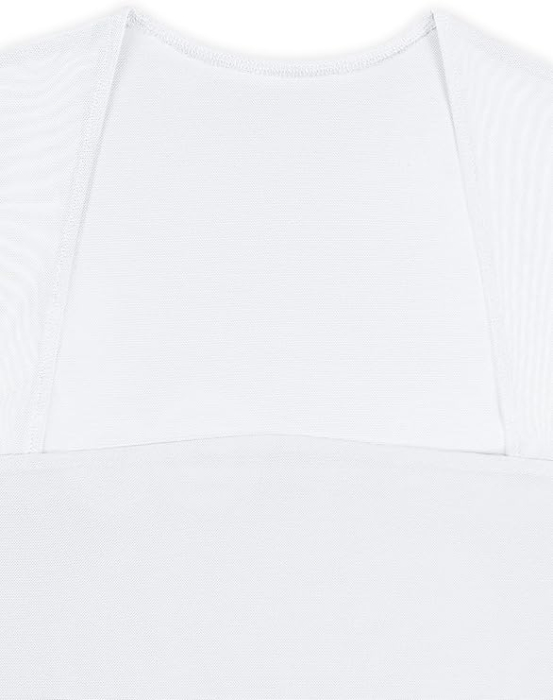 Bluza pe corp, body cu mânecă scurta pentru femei, umeri transparenti Alb 2XL [4]