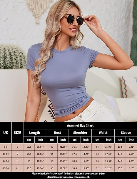 Bluza pe corp pentru femei, cu maneca scurta, decolteu in V albastra XL [7]