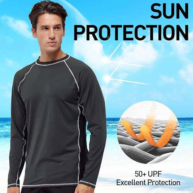 Bluza pe corp respirabila, pentru barbati, protectie UV, gri XL [2]
