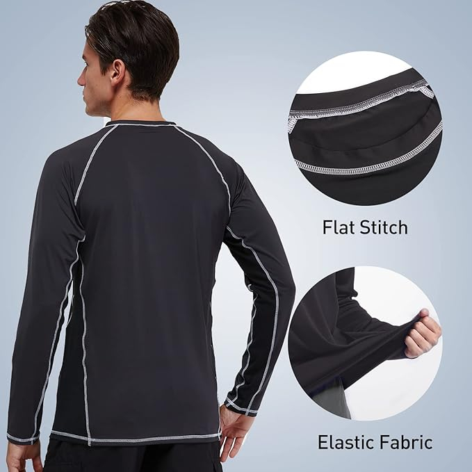 Bluza pe corp respirabila, pentru barbati, protectie UV, gri XL [4]