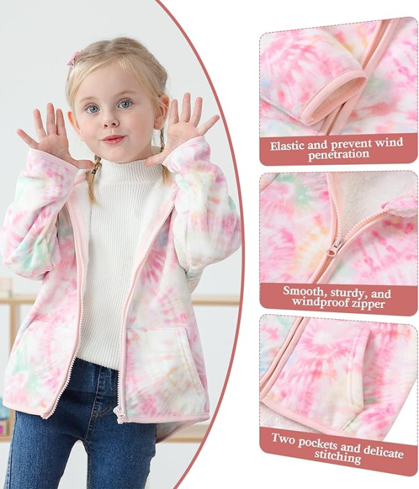 Bluza roz cu alb, captusita pentru copii, cu maneci lungi, hanorac lejer 2-3 ani 92-98 cm [5]