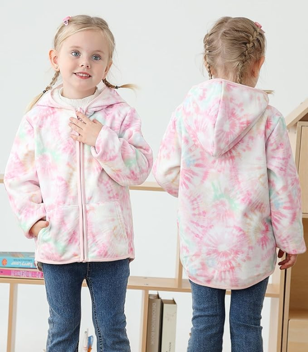Bluza roz cu alb, captusita pentru copii, cu maneci lungi, hanorac lejer 2-3 ani 92-98 cm [2]