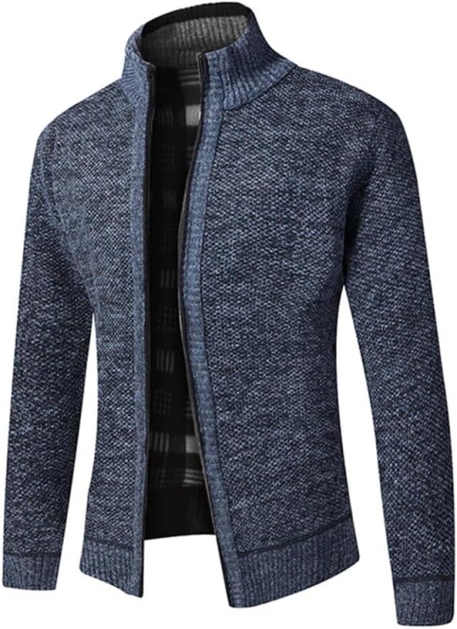 Bluza albastra lejera pentru barbati, cu maneci lungi, hanorac cu fermoar XL [2]