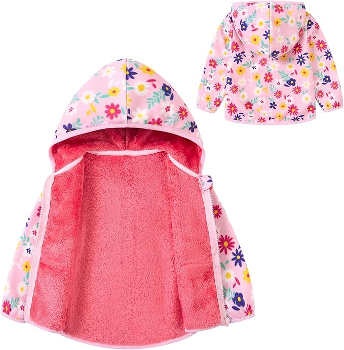 Bluza roz cu flori, captusita pentru copii, cu maneci lungi, hanorac lejer 3-4 ani 98-104 cm [2]