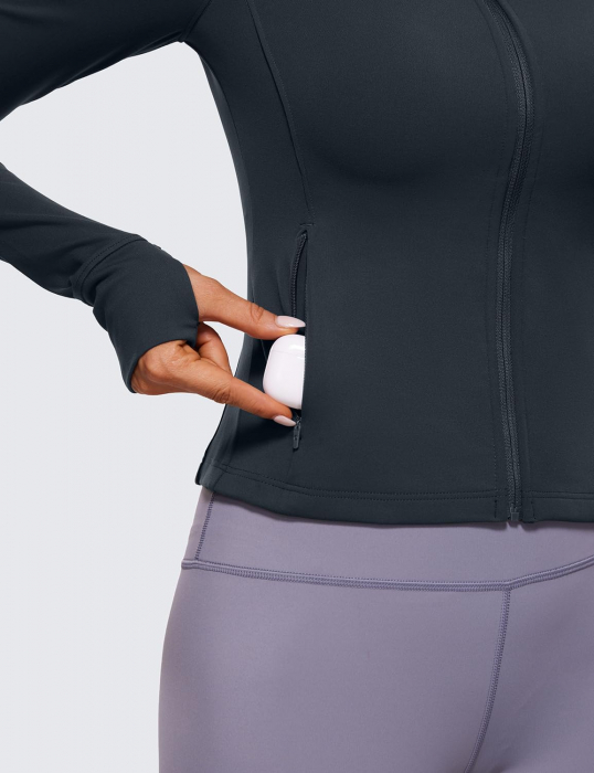 Bluza sport, cu maneca lunga,  cu fermoar, gluga si buzunare, neagra L [4]