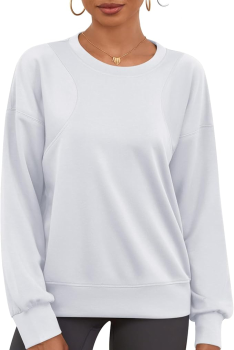 Bluza sport, cu maneca lunga, tivuri elastice, alba M [1]