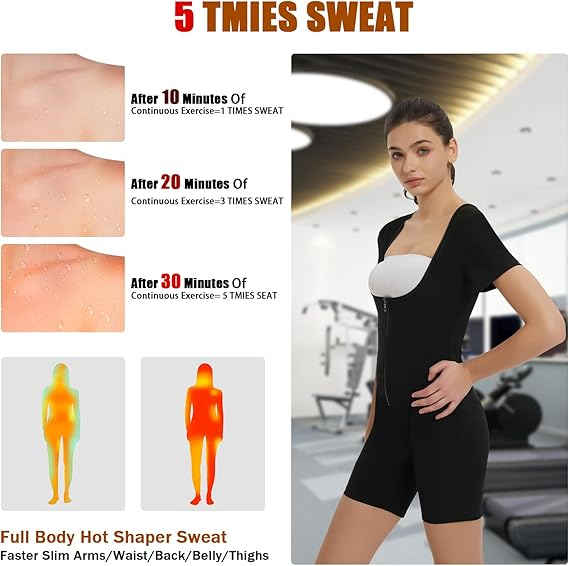 Costum de sport sauna pentru femei, fermoar, negru M [2]